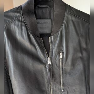 All Saints Leather Bomber Jacket Medium